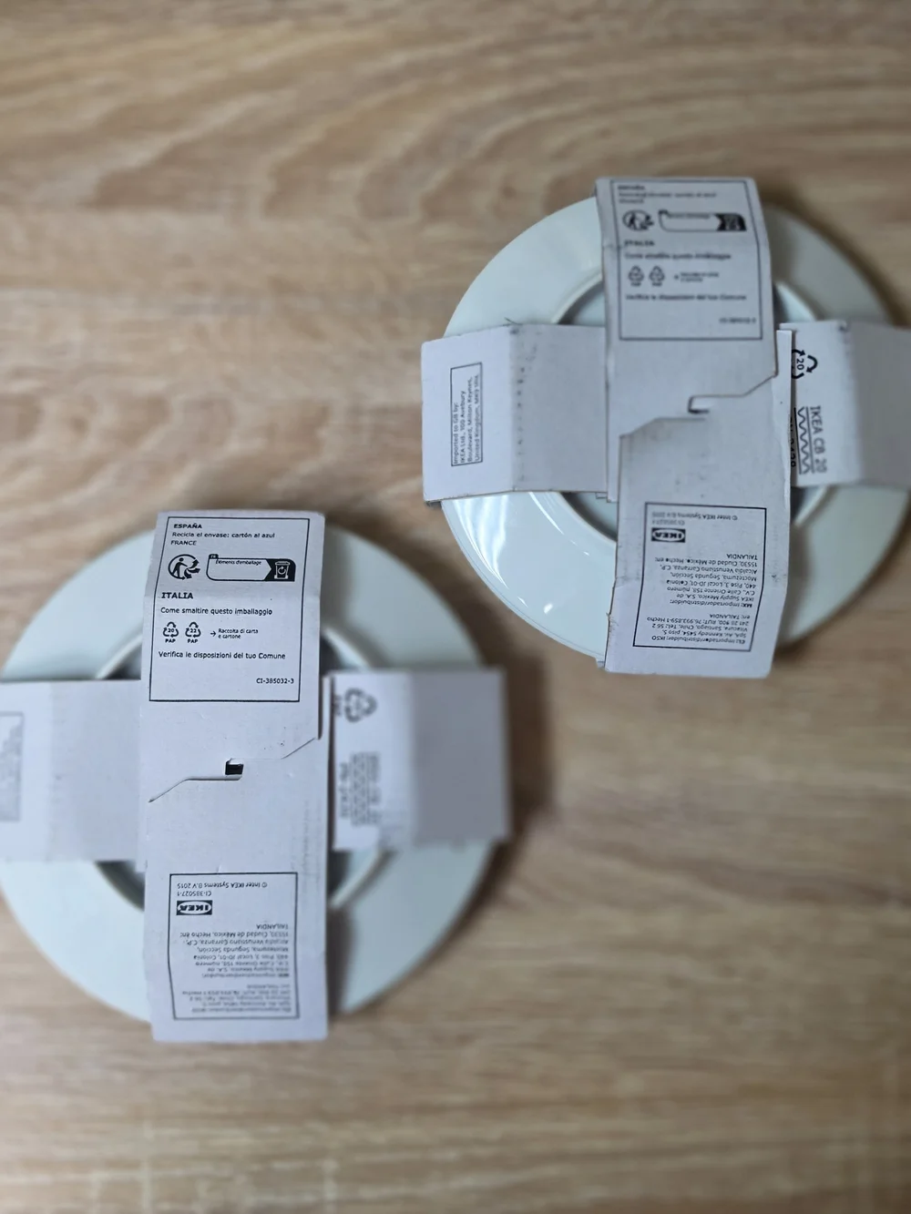 IKEA Klippakleja 6 Inch Porcelain Side Plates Pink/Yellow Striped 4 Piece NEW